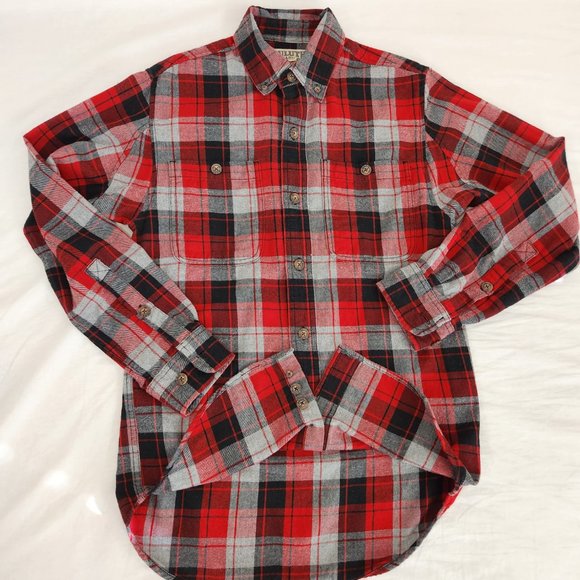 DULUTH Red Gray Plaid Free Swingin' Flannel Trim Fit Shirt Size S LIKE NEW! - Picture 11 of 16